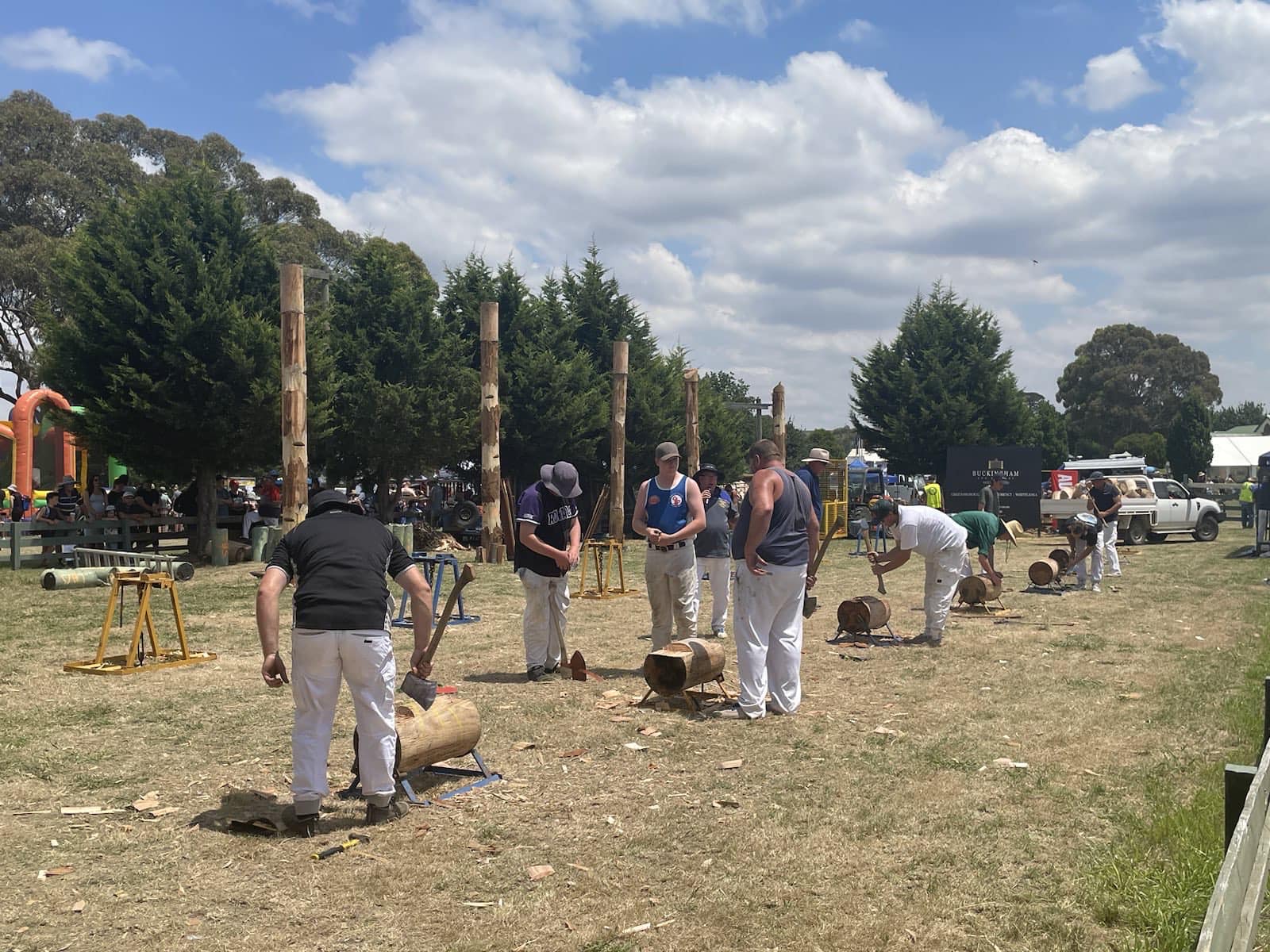 The wood chopping is a popular part of the yearly Whittlesea Show, organised by the Whittlesea Agricultural Society.